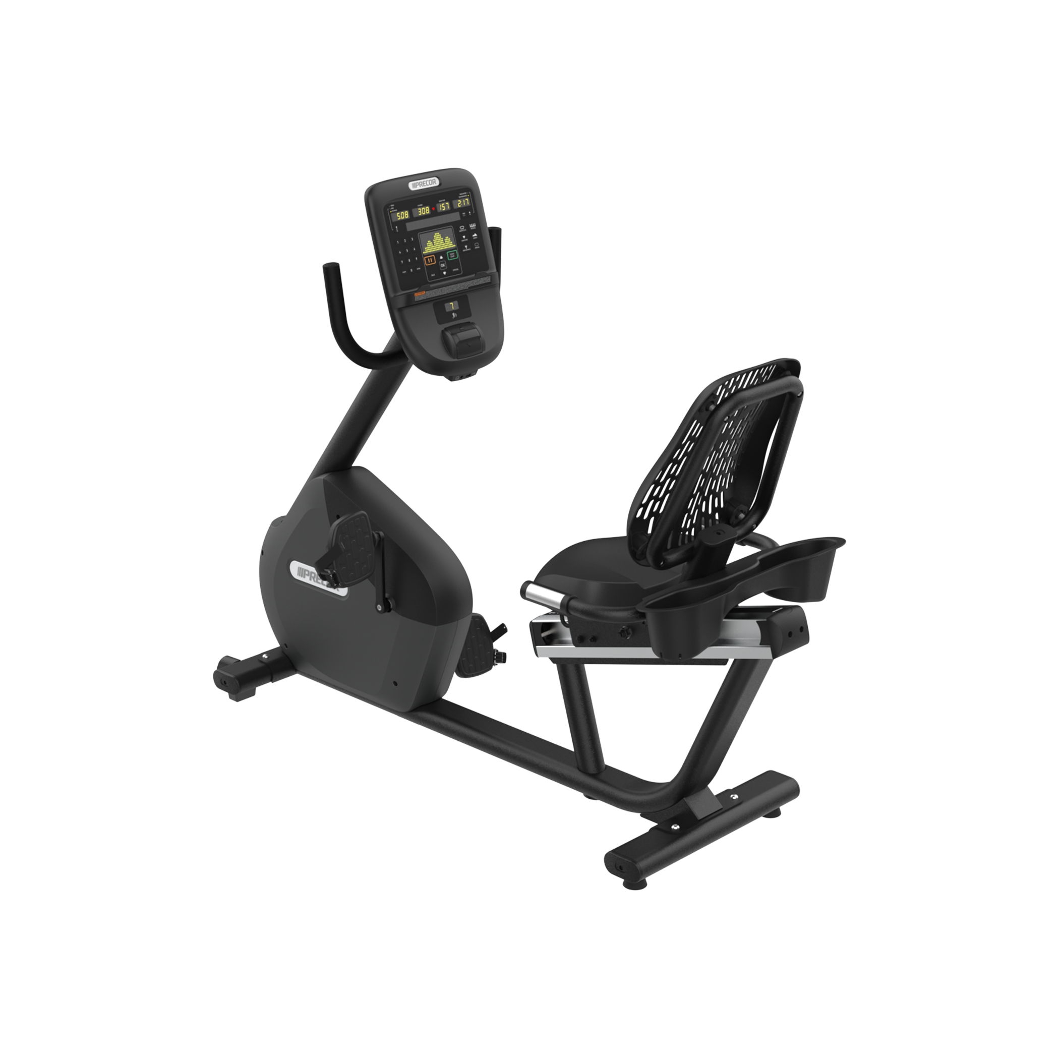 Precor RBK 635 recumbent bike with P31 console in black pearl