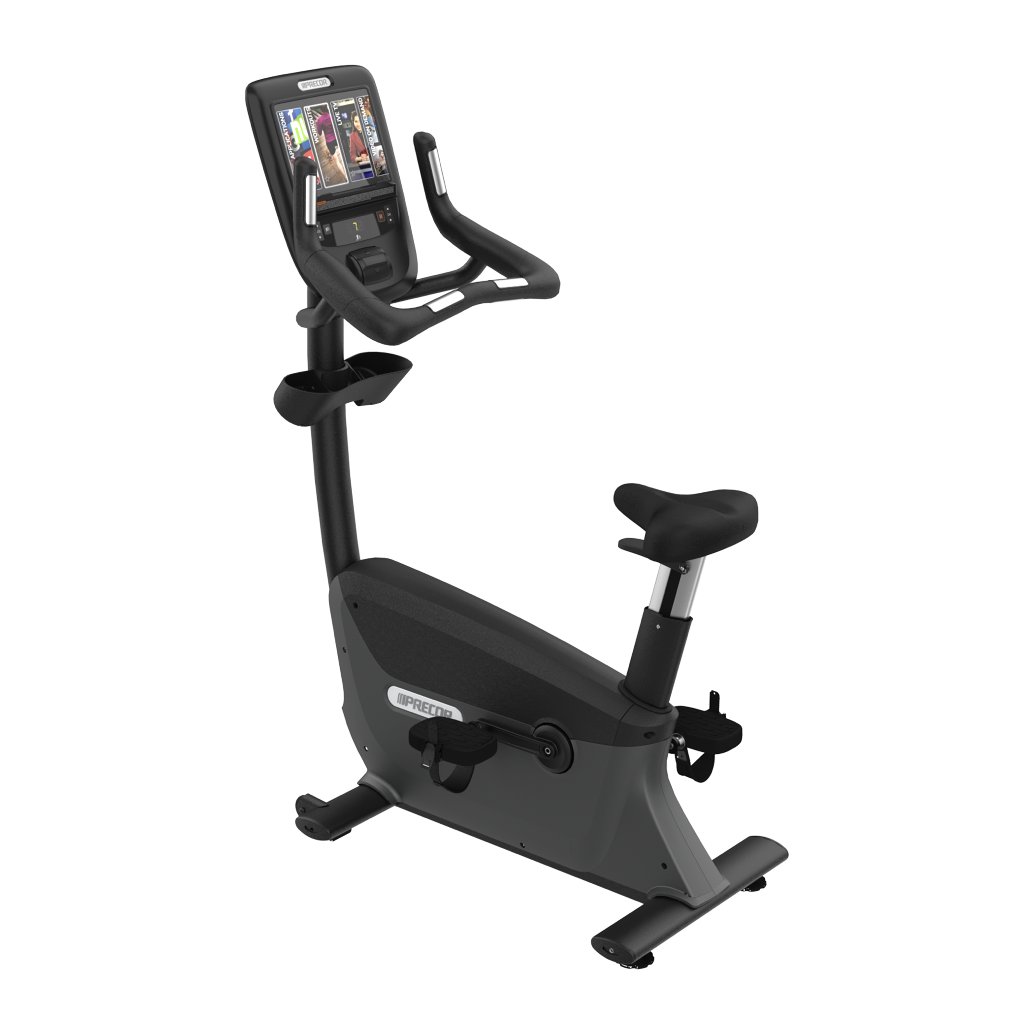Precor UBK 865 upright bike with P62 console in black pearl